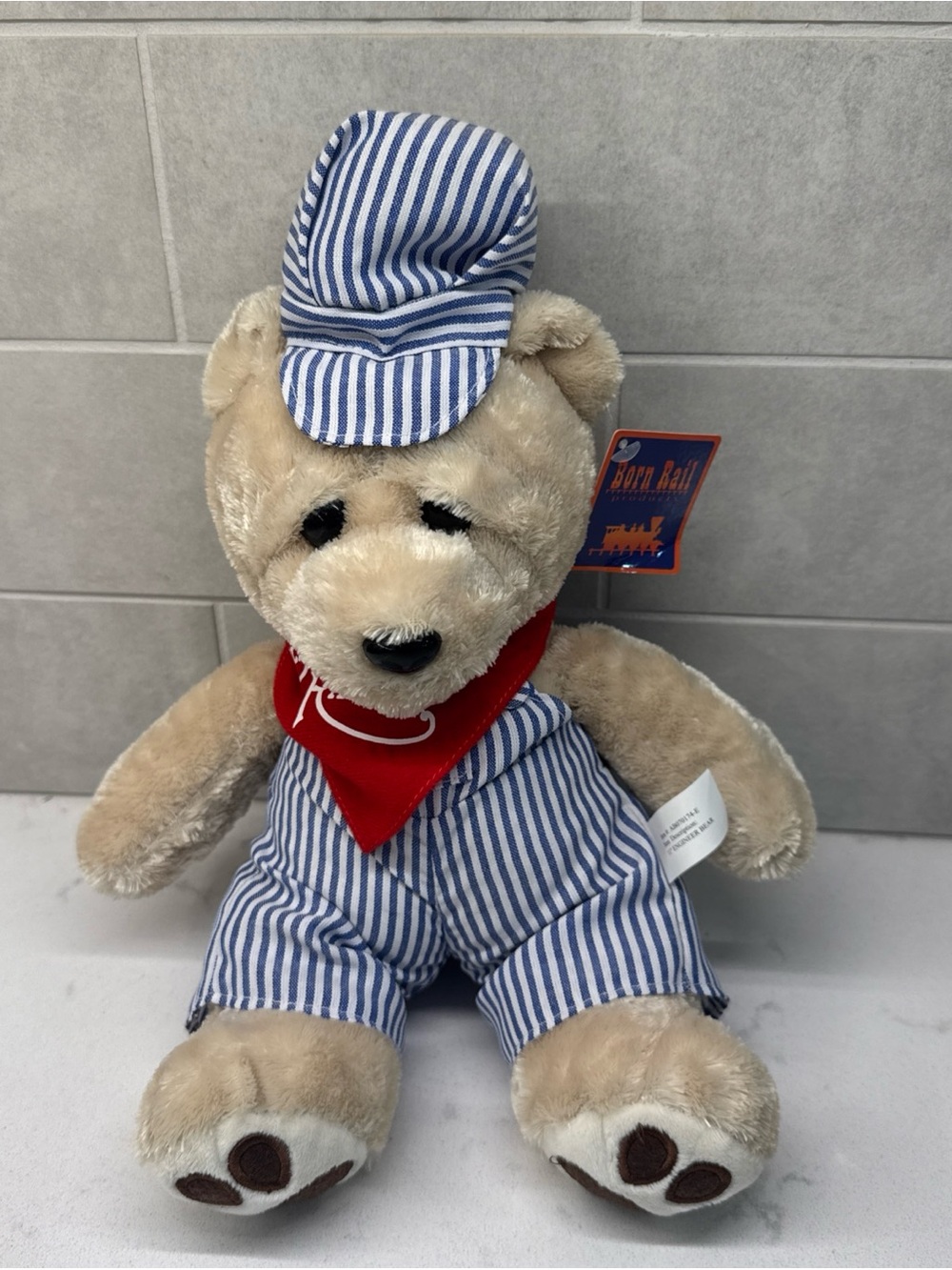 NWT Born Rail train Conductor Teddy Bear 11”